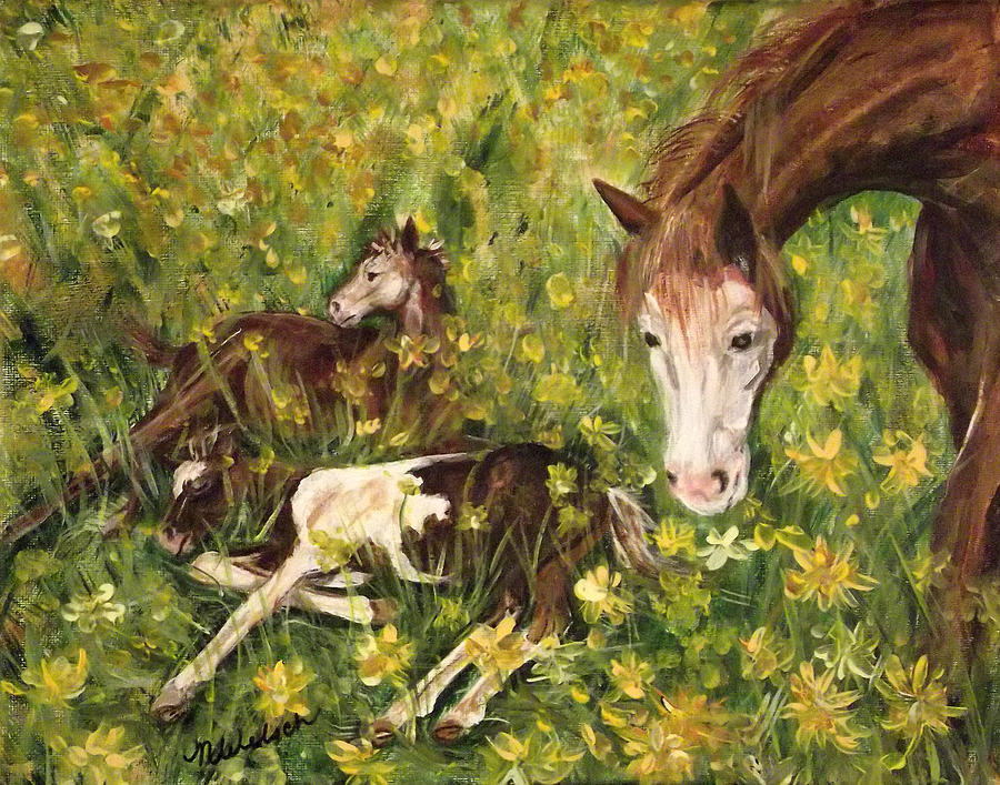 Spring Foals Painting by Nancy Welsch - Fine Art America