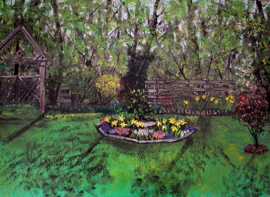 Spring Garden Painting by Judy Via-Wolff