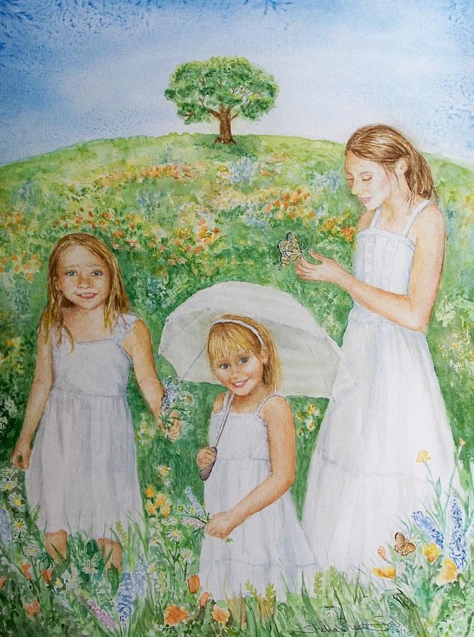 Daisy Painting - Spring Girls by Sheila Preston-Ford