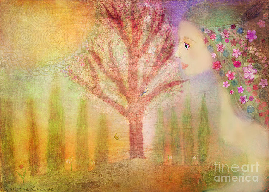 Easter Painting - Spring Goddess Kiss Of Spring by Sacred  Muse