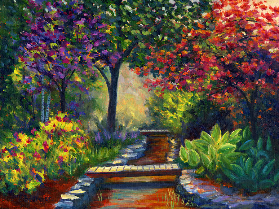 Landscape Painting - Spring Harmony Garden Landscape by Elaine Farmer