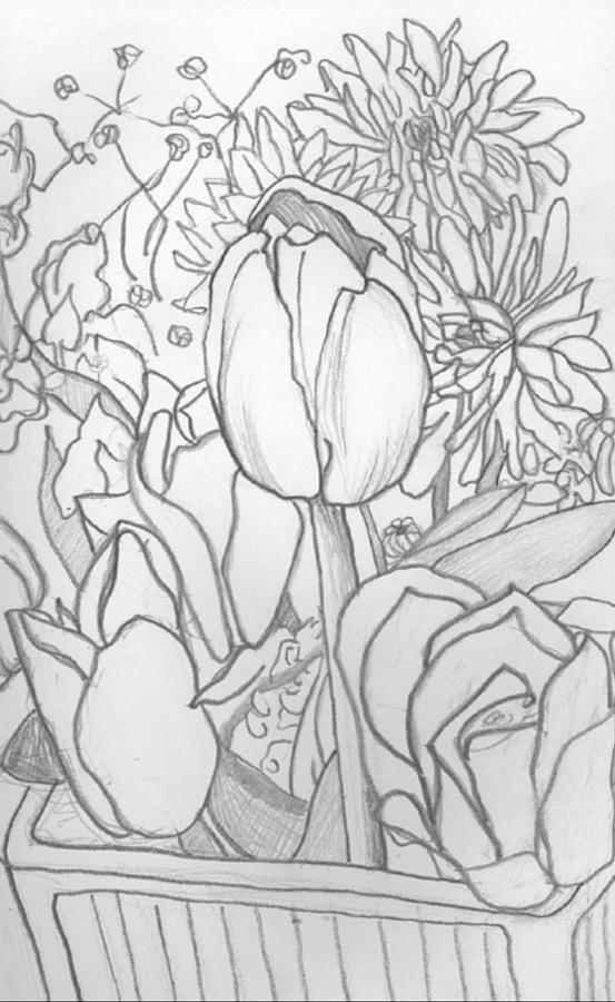 Spring in a favorite vase Drawing by Kerrie B Wrye