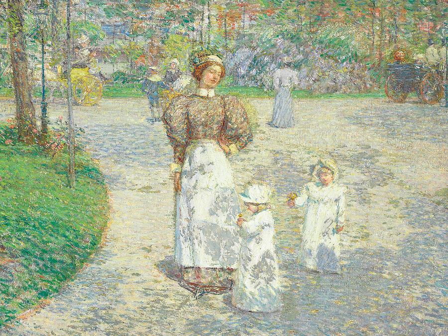 Spring in Central Park Painting by Childe Hassam