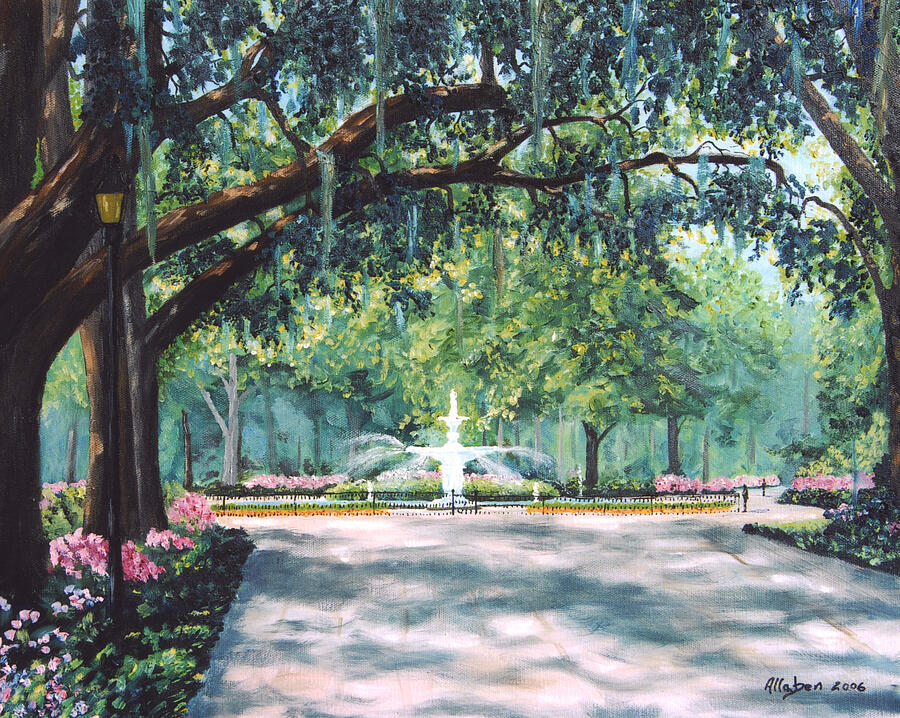 Flower Painting - Spring In Forsythe Park by Stanton Allaben