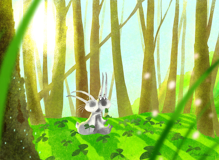 Hares Digital Art - Spring in the forest by Dmitry Rezchikov Hares Digital Art - Spring in the forest by Dmitry Rezchikov