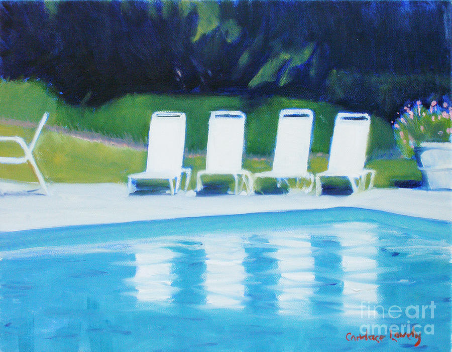 Spring Lake Pool Painting by Candace Lovely