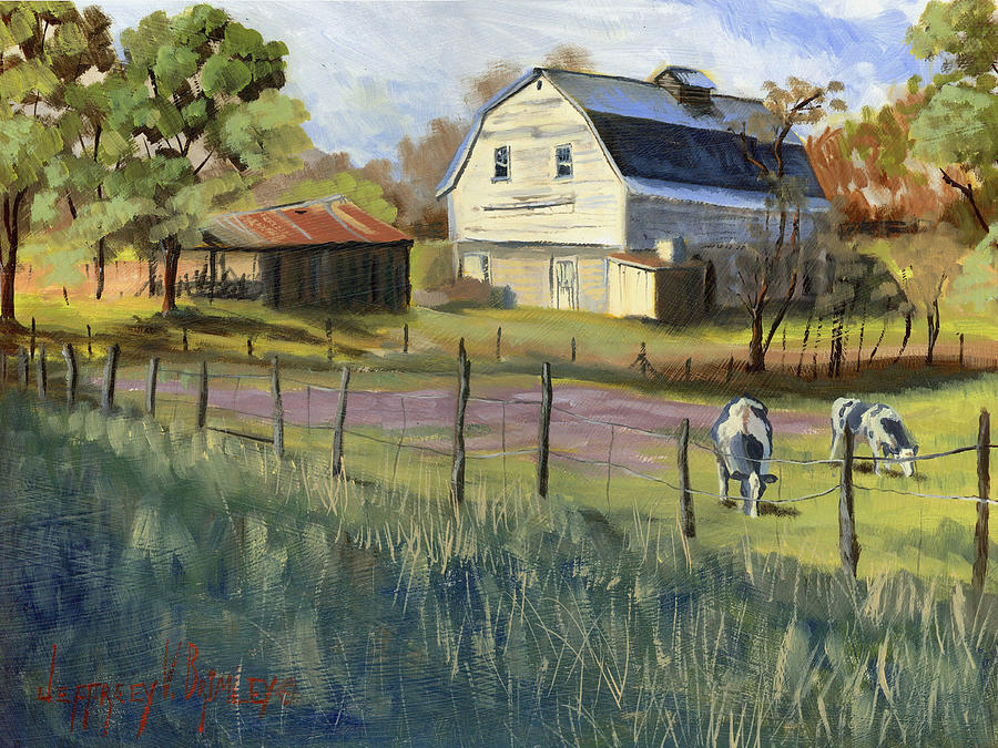 Spring Lake Smiling Barn Painting by Jeff Brimley