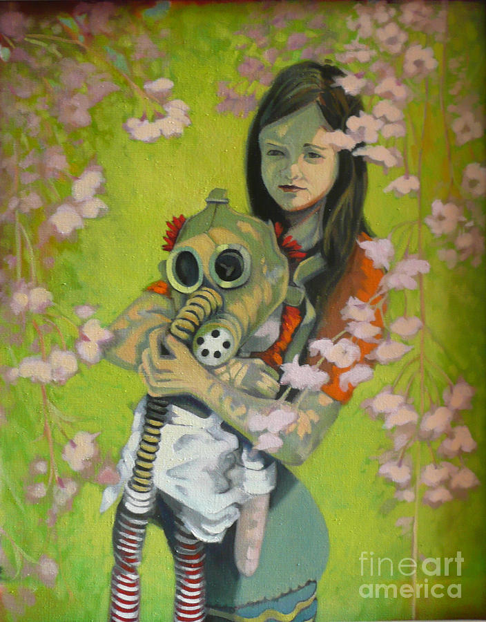 Gas Mask Painting - Spring by Linda Guenste Gas Mask Painting - Spring by Linda Guenste