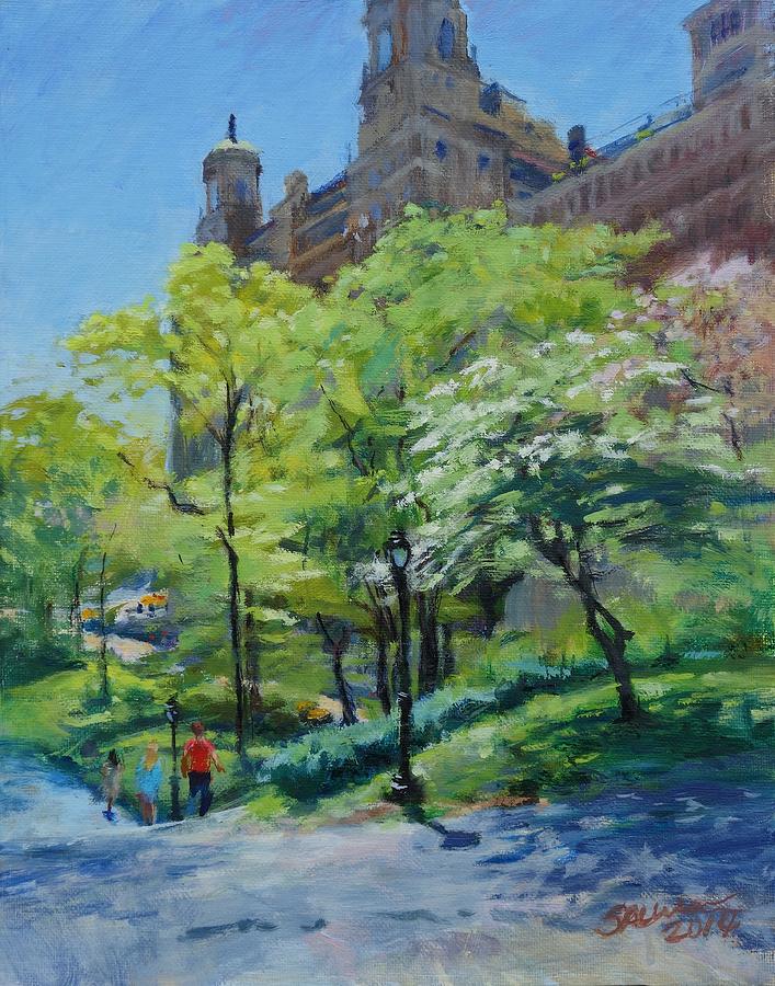 Spring Morning in Central Park Painting by Peter Salwen