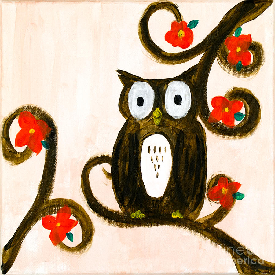 Spring Owl Painting by Katy Lord Nguyen