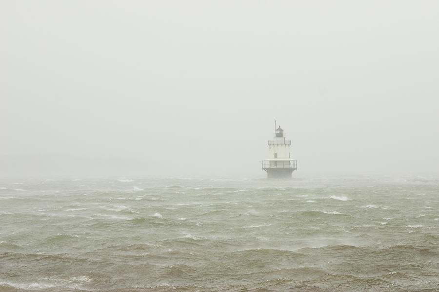 Spring Point Ledge Lighthouse in Storm in Portland Maine Photograph by Keith Webber Jr