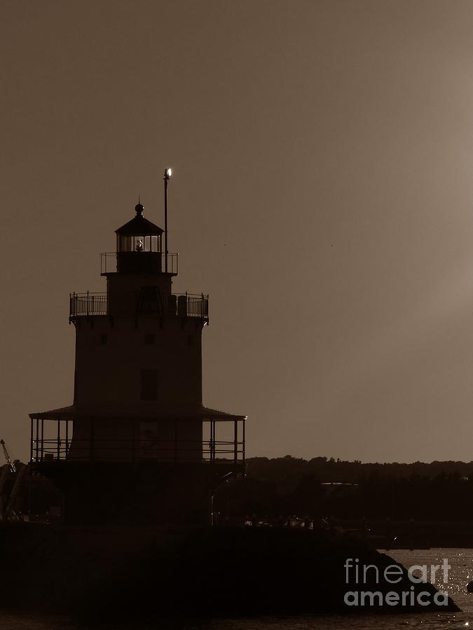 Spring Point Photograph - Spring Point Ledge Lighthouse Silhouette In South Portland Maine by Christine Stack Spring Point Photograph - Spring Point Ledge Lighthouse Silhouette In South Portland Maine by Christine Stack