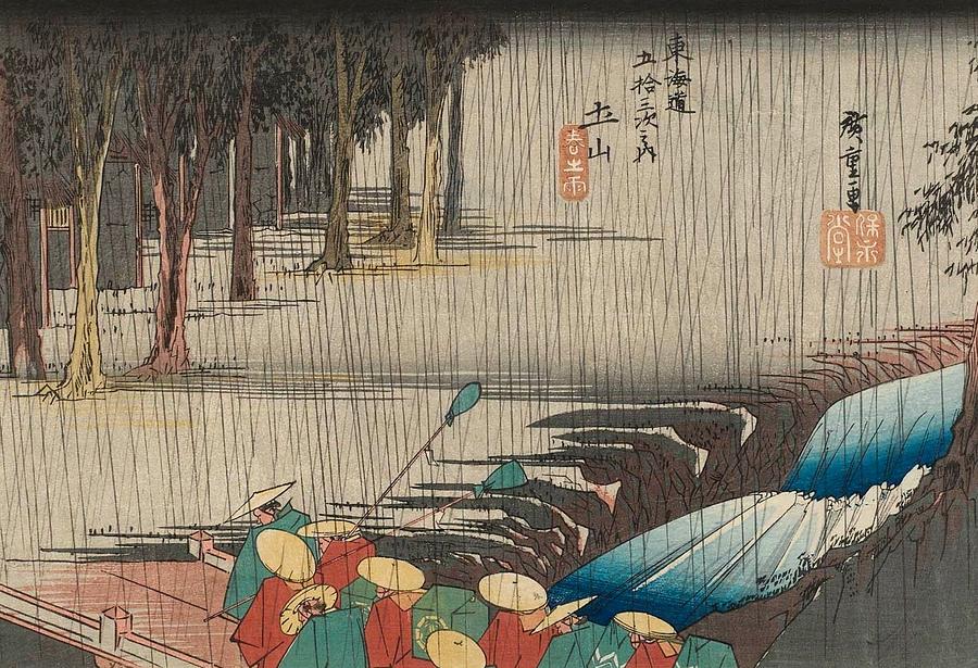 Spring Rain Painting by Utagawa Hiroshige