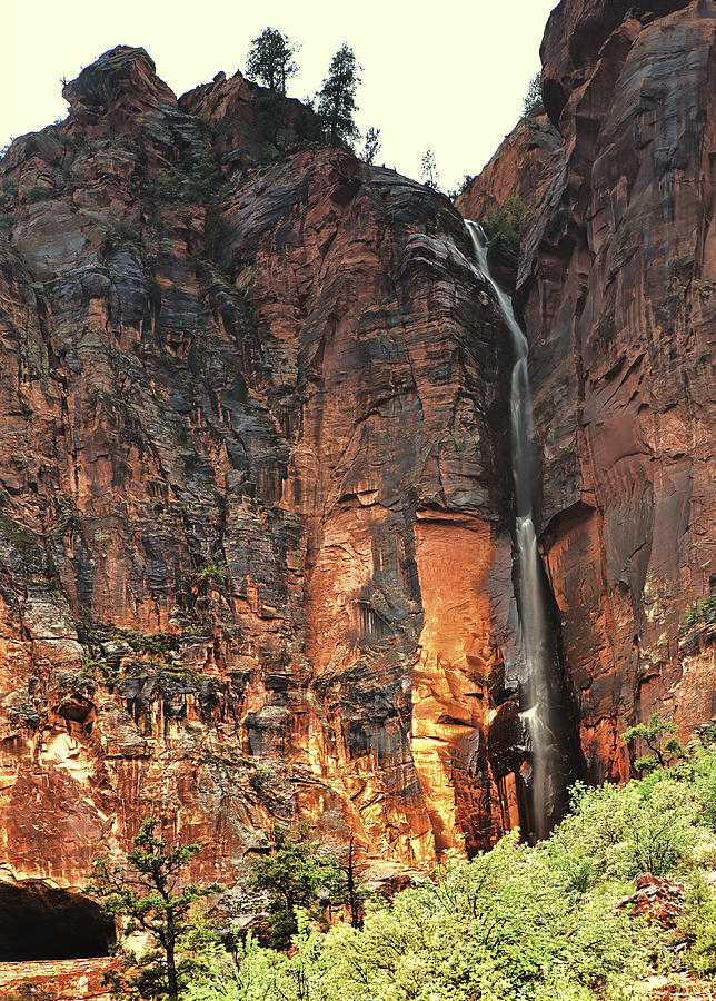Spring Rain Waterfall in Zion Photograph by Gregory Scott