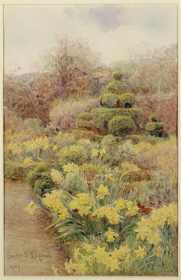 Garden Painting - Spring   Raunds Cliffe by George Samuel Elgood