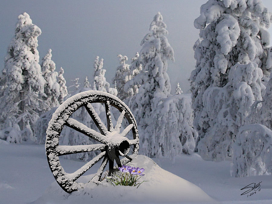 Winter Digital Art - Spring Snowfall by M Spadecaller