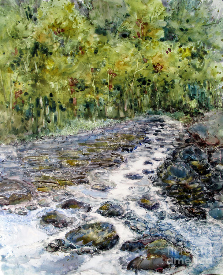 Spring Stream Painting by Louise Peardon