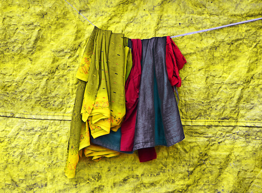 Clothes drying on a clotheslines - Minimalist Photography Photograph by Prakash Ghai