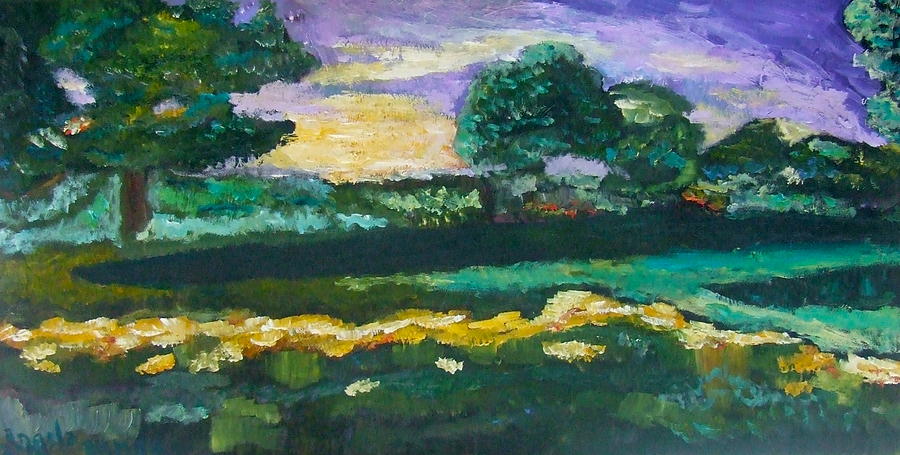 Spring Sunset with Long Shadows Painting by Angela Annas