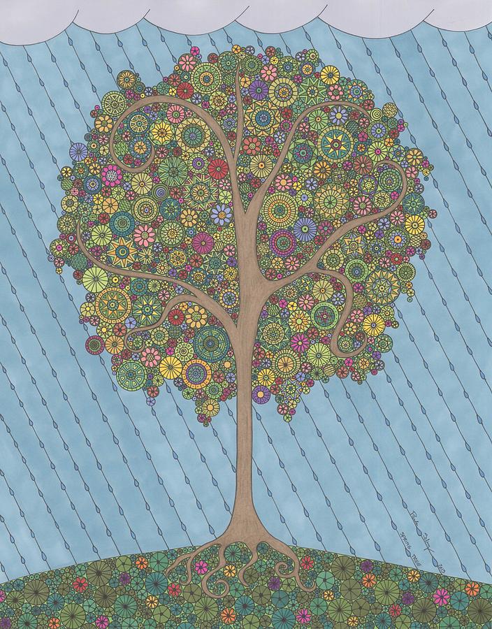 Spring Tree Drawing by Pamela Schiermeyer
