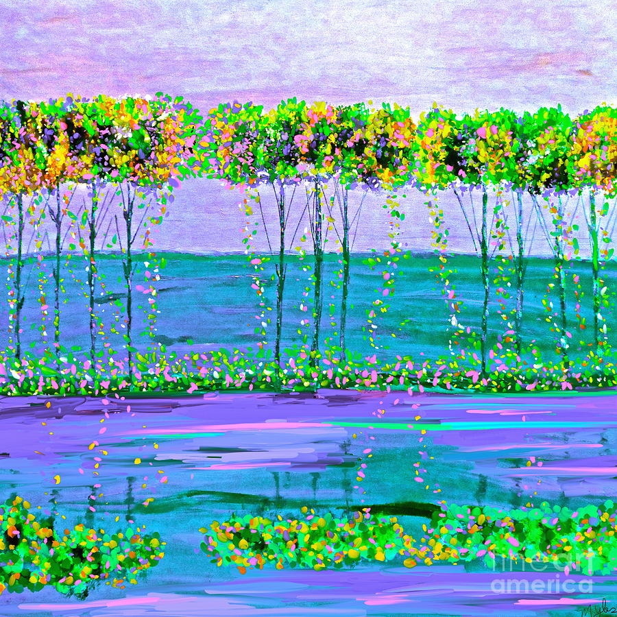 Spring Tree Reflections Painting by Saundra Myles