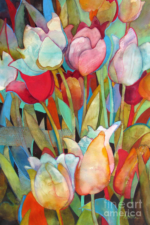 Spring Tulips-emergence Painting By Wendy Westlake