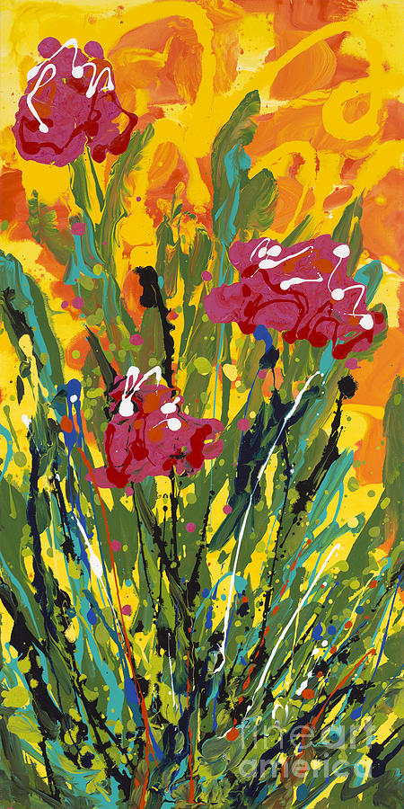 Spring Tulips Triptych Panel 3 Painting by Nadine Rippelmeyer