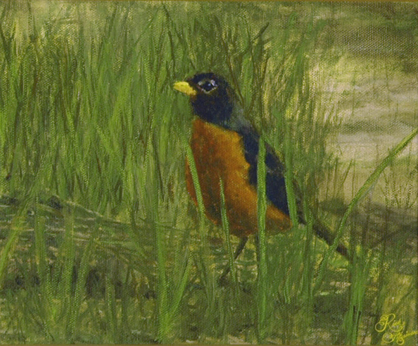 Spring Visitor Painting by Rick Fitzsimons