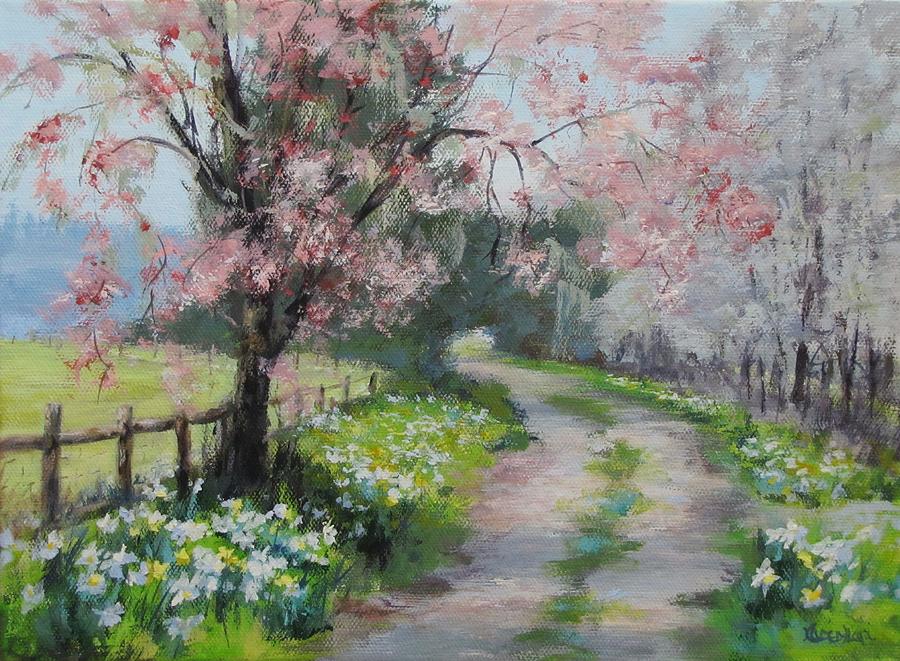 Spring Walk Painting by Karen Ilari