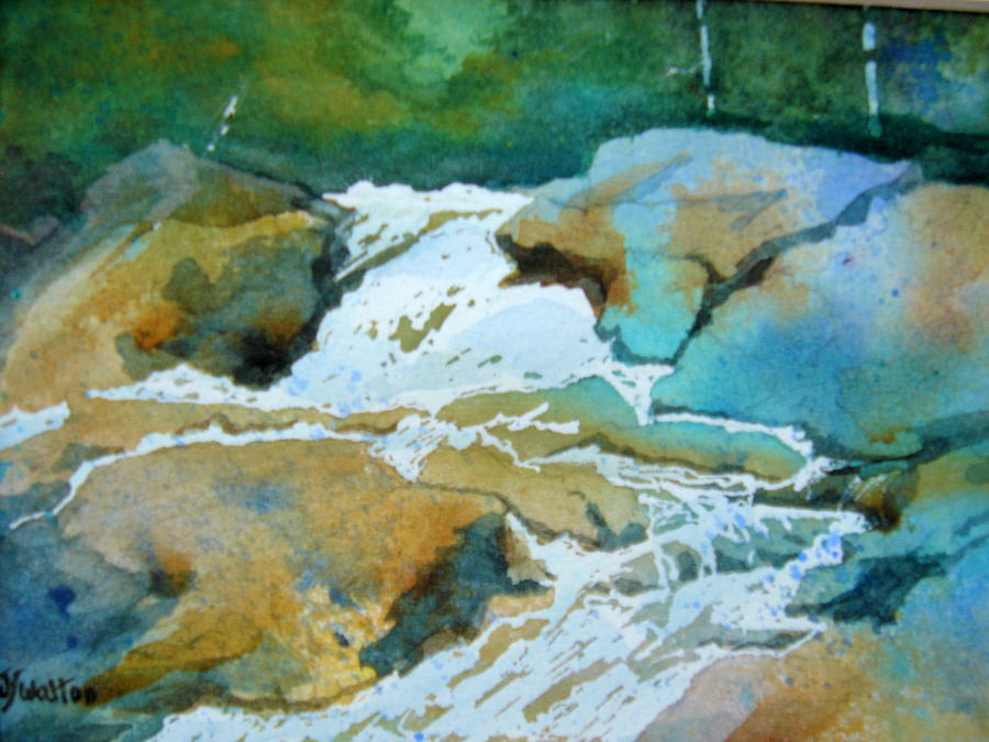 Spring Waterfall Painting by Judy Fischer Walton