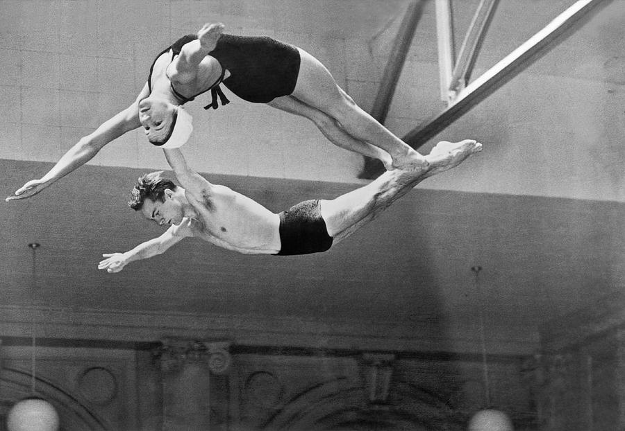 Springboard Diving Champions Photograph by Underwood Archives