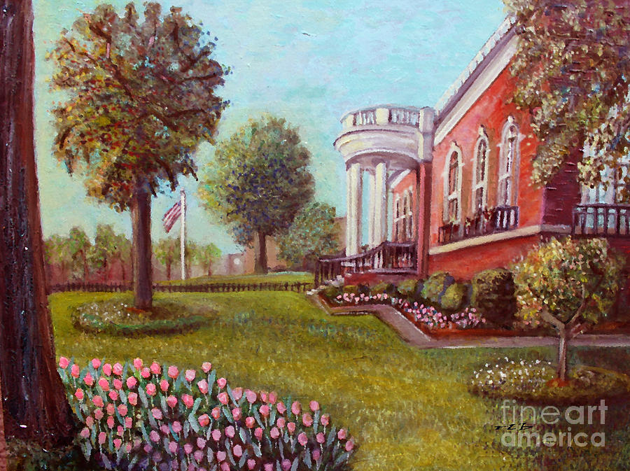 Springtime at the Library Painting by Rita Brown