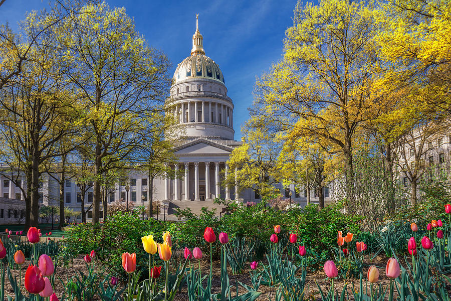 Spring Photograph - Springtime at the WV Capitol by Mary Almond