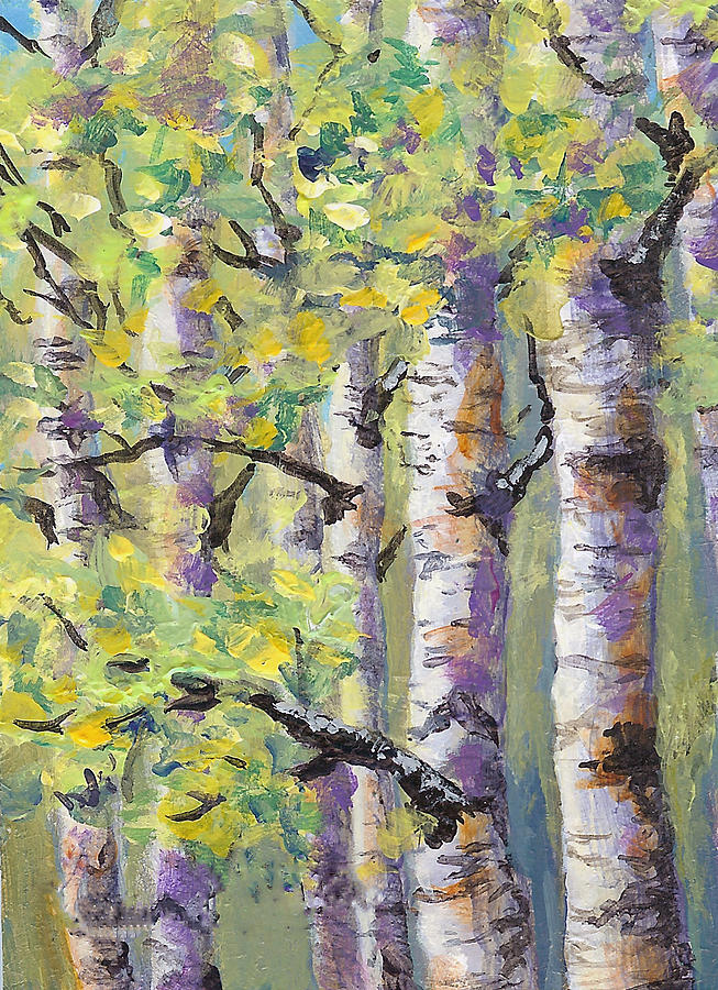 Springtime Birches Painting by Karen Mattson