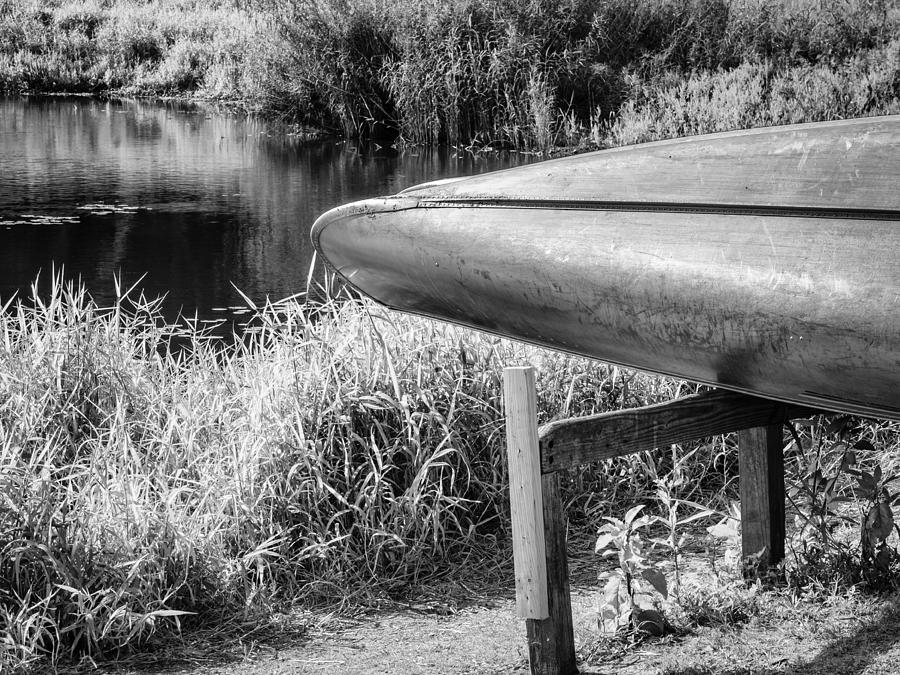 Transportation Photograph - Springtime Canoe BW by Carolyn Marshall