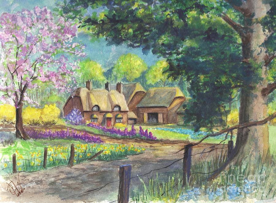 Flower Painting - Springtime Cottage by Carol Wisniewski