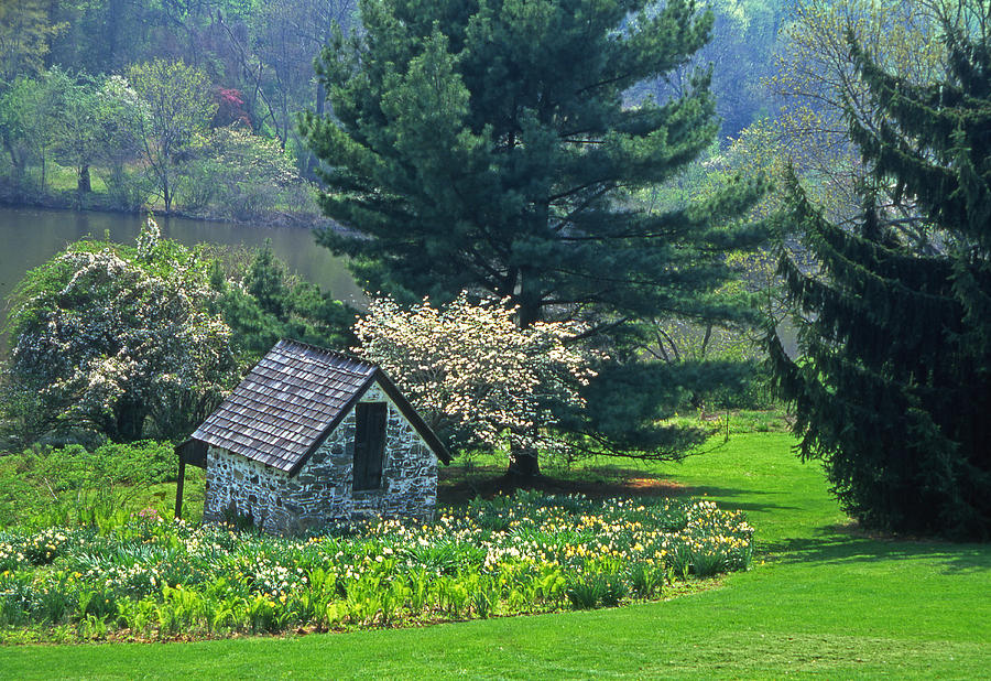 Springtime In Meadow With Spring House Photograph