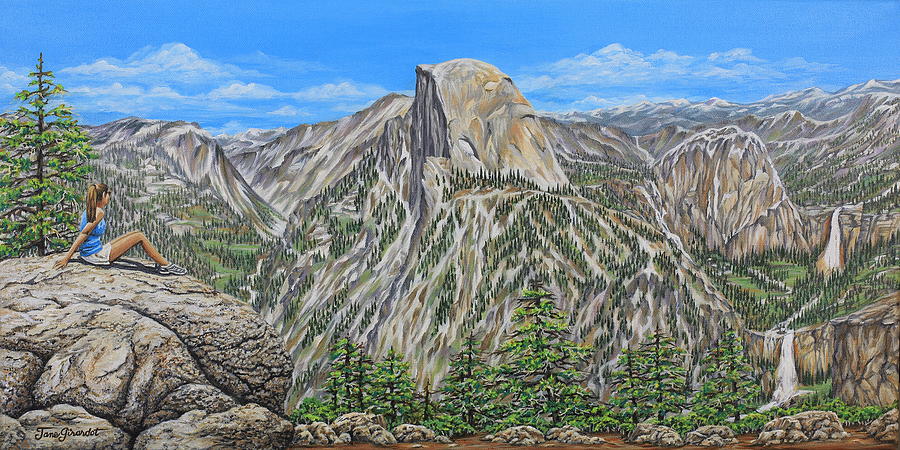 Springtime In Yosemite Valley Painting by Jane Girardot