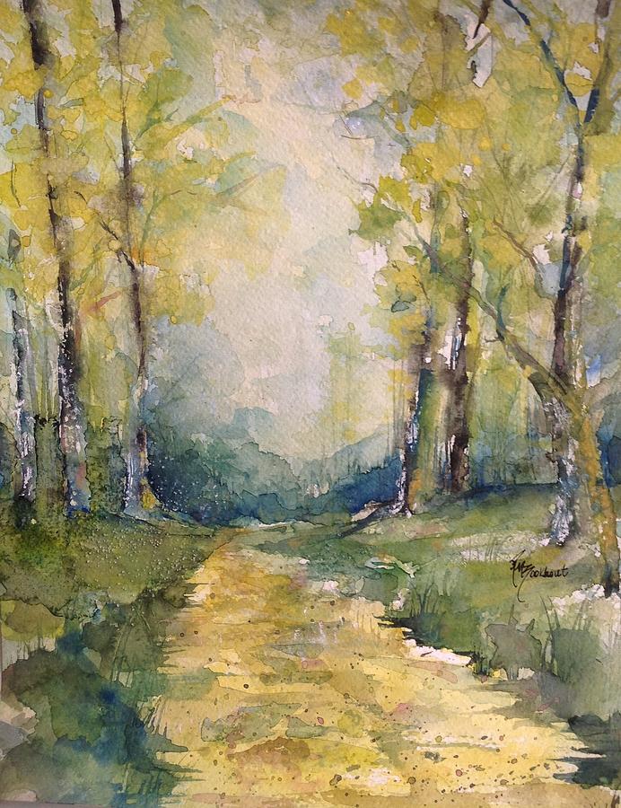 Spring Painting - Springtime on the Country Road by Robin Miller-Bookhout