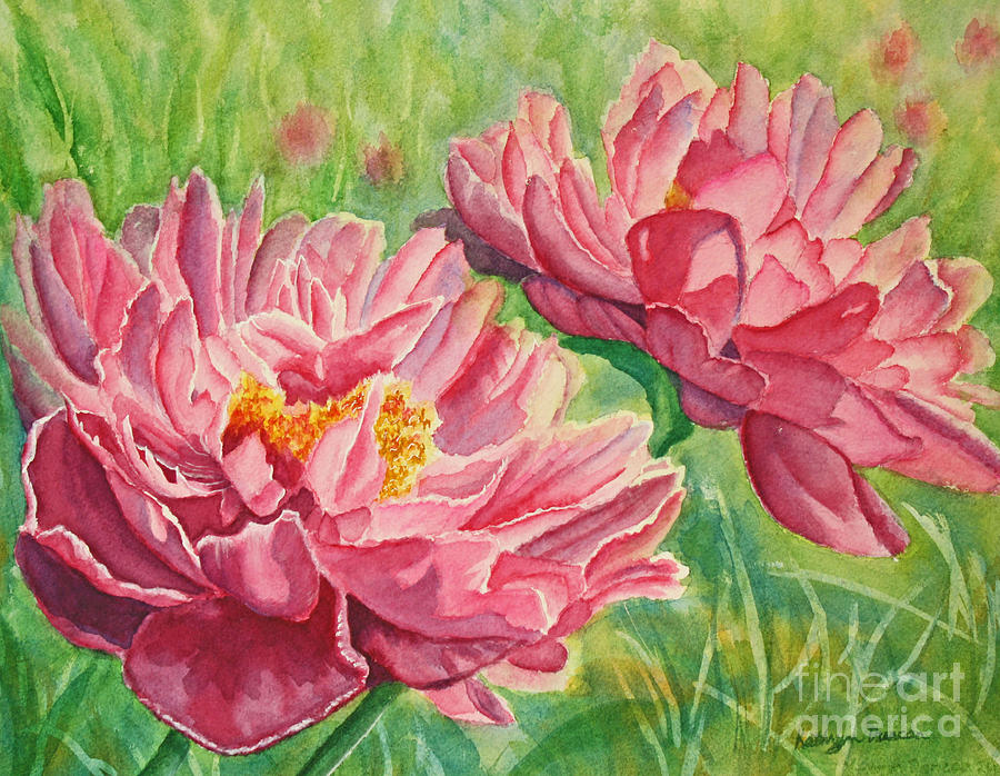 Springtime Red Blooms Painting by Kathryn Duncan