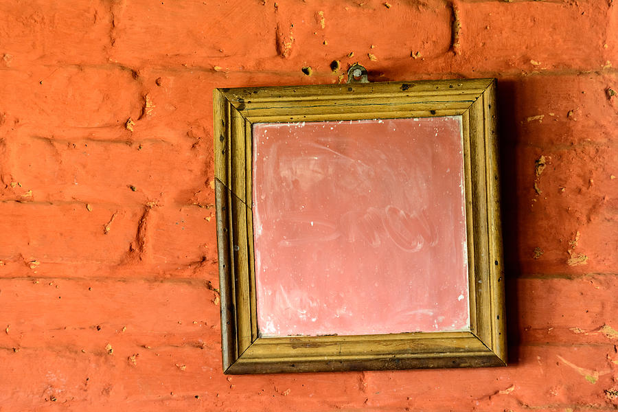Square mirror on a brick wall Photograph by Dutourdumonde Photography