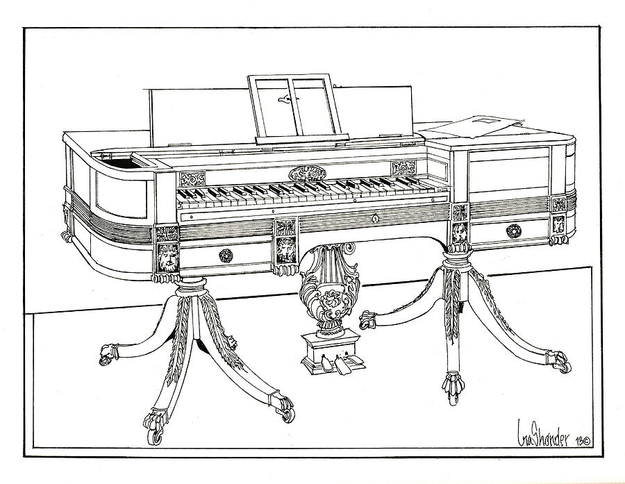 Square Piano John Geib 1810 Drawing by Ira Shander