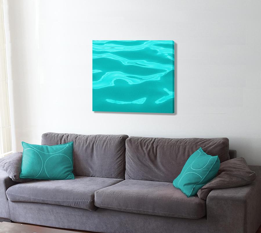 Squarish Color Wave Blue on the wall Digital Art by Stephen Jorgensen
