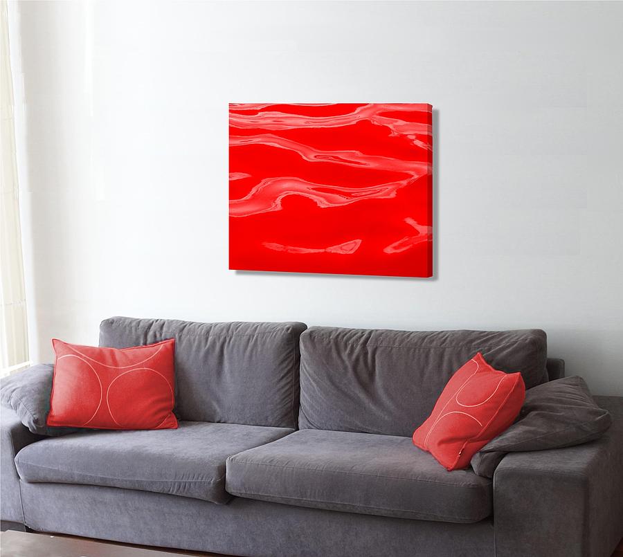 Squarish Color Wave Red on the wall Digital Art by Stephen Jorgensen