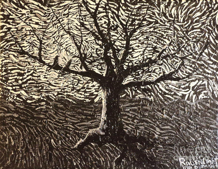 Squiggle Raven Tree Painting by Stefan Duncan