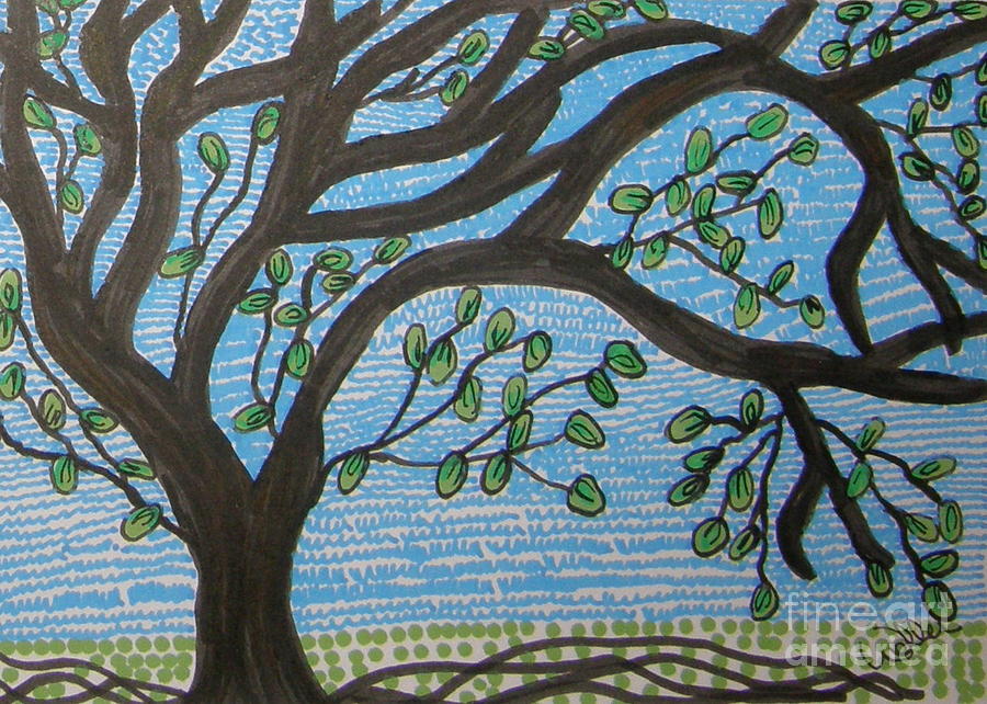 Spring Painting - Squiggly Tree by Marcia Weller-Wenbert