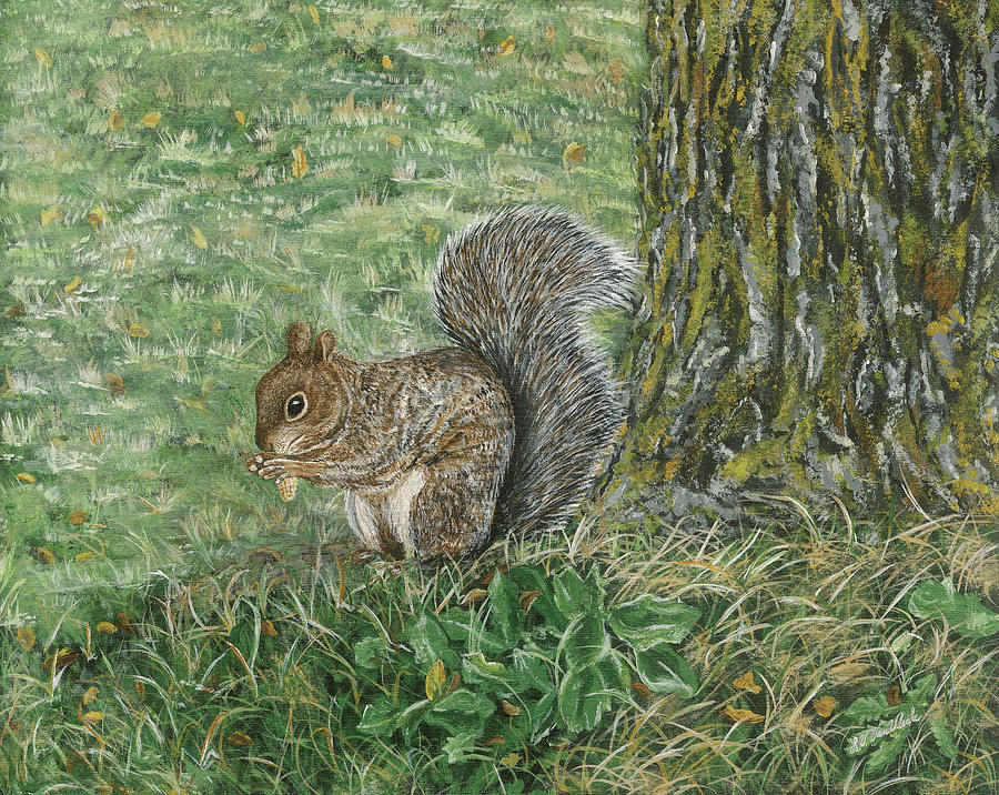 Squirrel Painting by Lucinda VanVleck