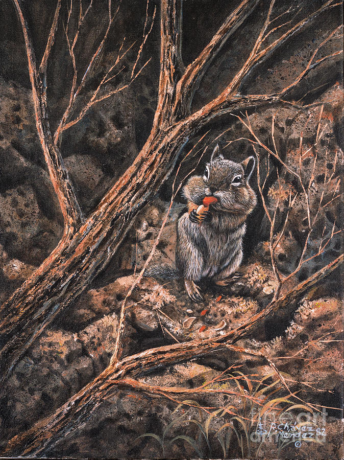 Wildlife Painting - Squirrel-ly by Ricardo Chavez-Mendez