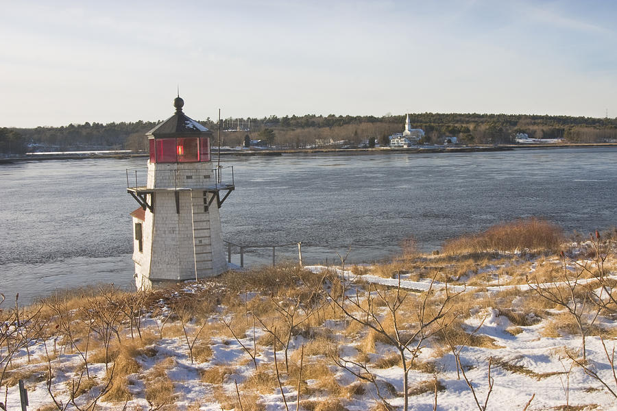 Winter Photograph - Squirrel Point Lighthouse Kennebec River Maine by Keith Webber Jr