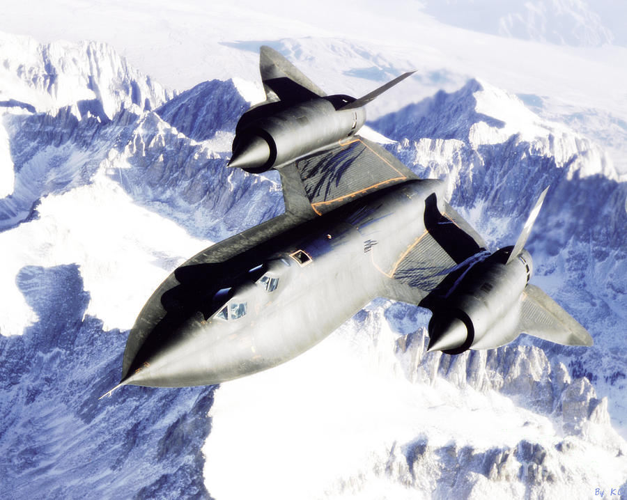 SR-71 Over Snow Capped Mountains Photograph by Vintage Collectables